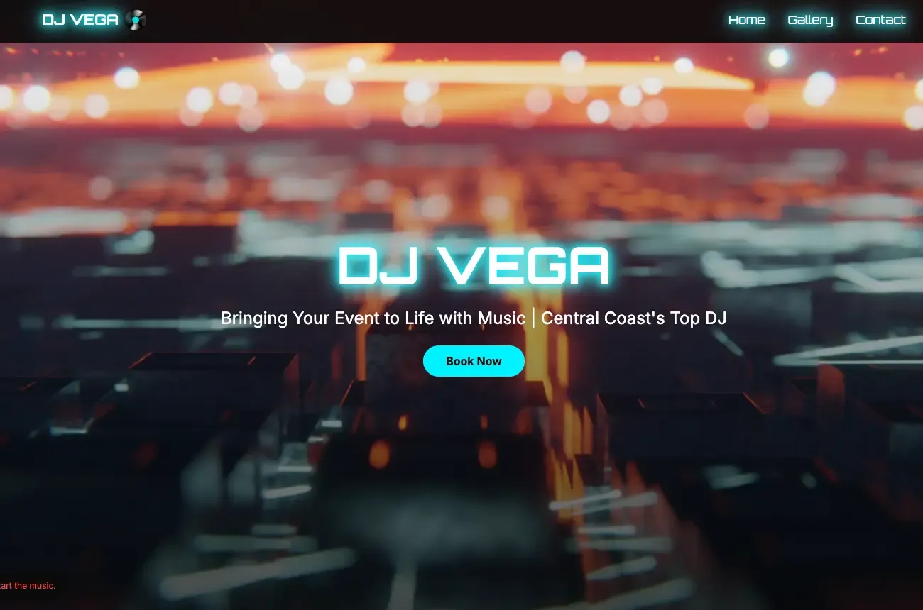 Screenshot of DJ Vega website