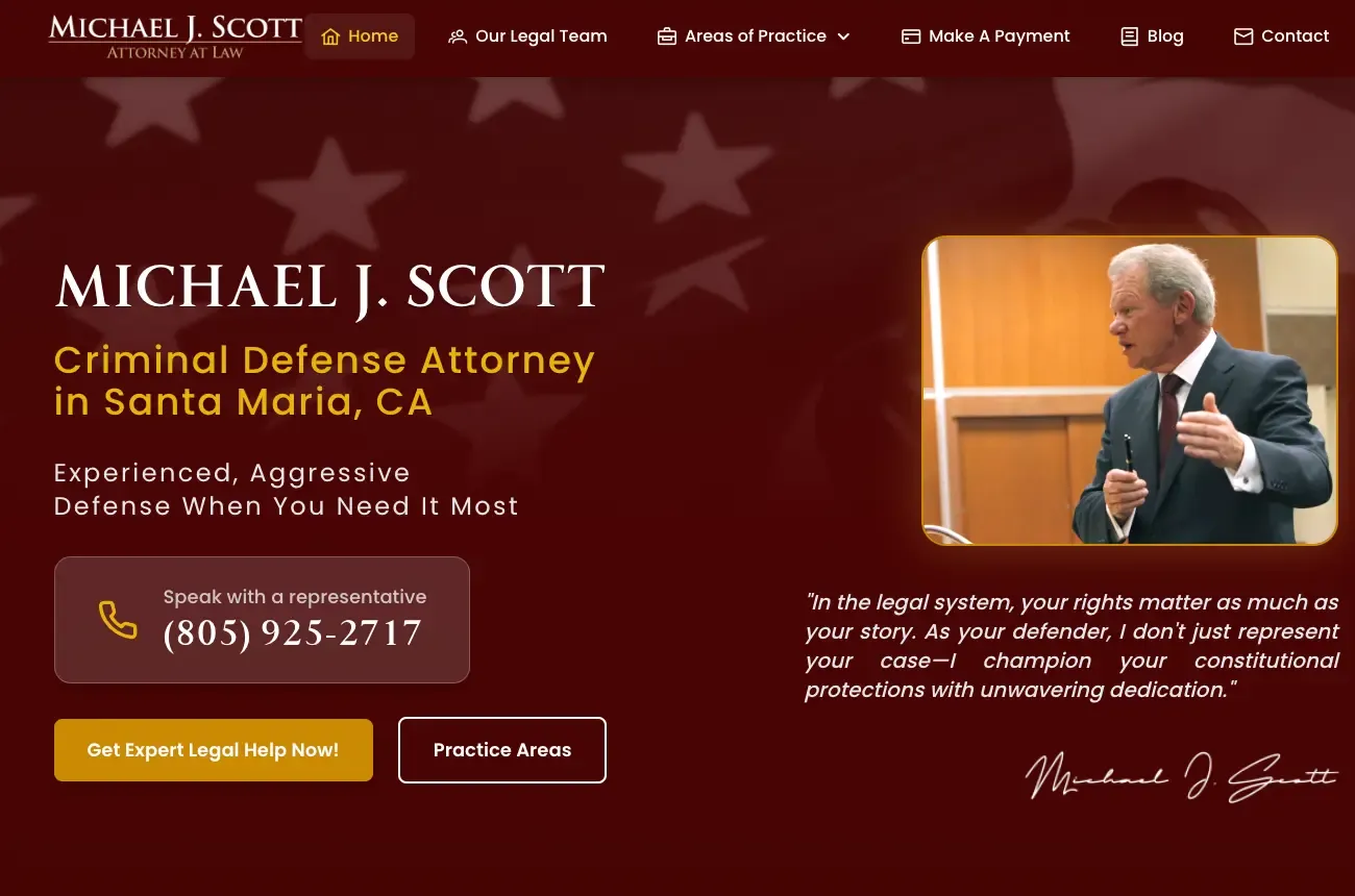 Screenshot of MJ Scott website